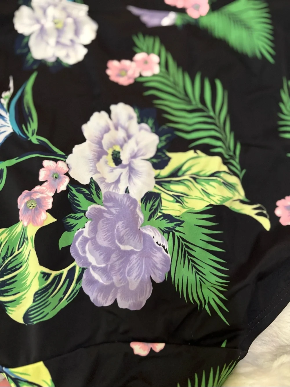 Cacique Turquoise Floral Halter Swim Dress with Black Trim